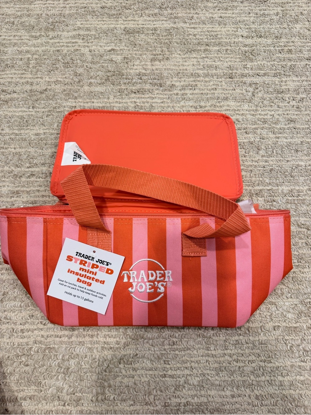 Trader Joe's Pink Striped Insulated Cooler Bag